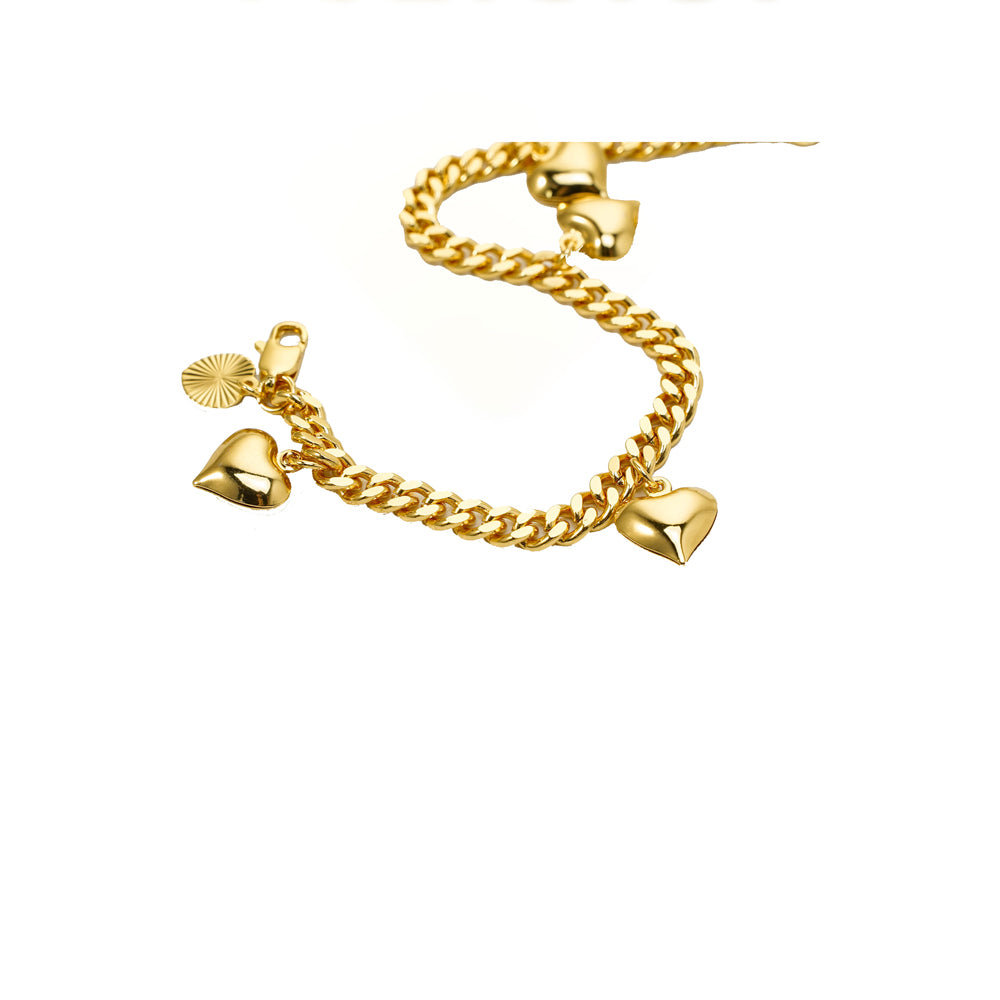 Gold Heart Bracelet | Multi Hearts 24K Jewelry Bracelet