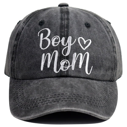 Boy Mom Ponytail Hat - Adjustable Embroidered Cotton Cap