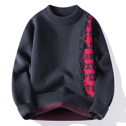 Men's Long Sleeve Knitted Pullover - Fashionable Casual Style