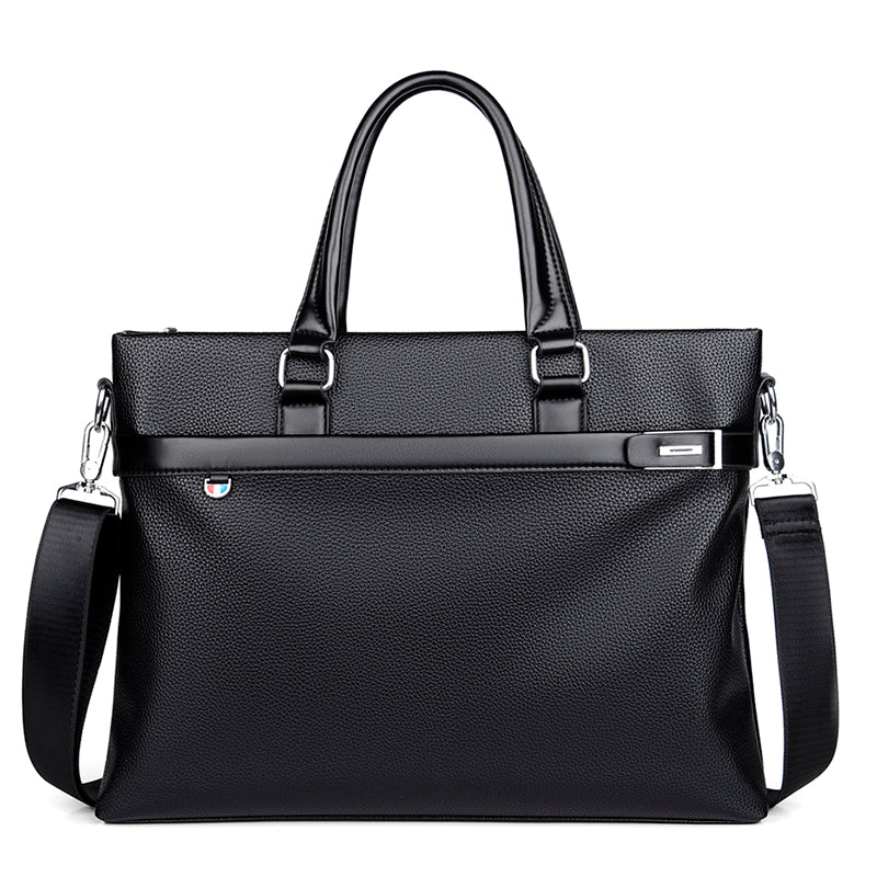 Large Capacity Leather Briefcase - Men's Soft Business Bag
