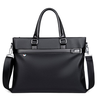 Large Capacity Leather Briefcase - Men's Soft Business Bag