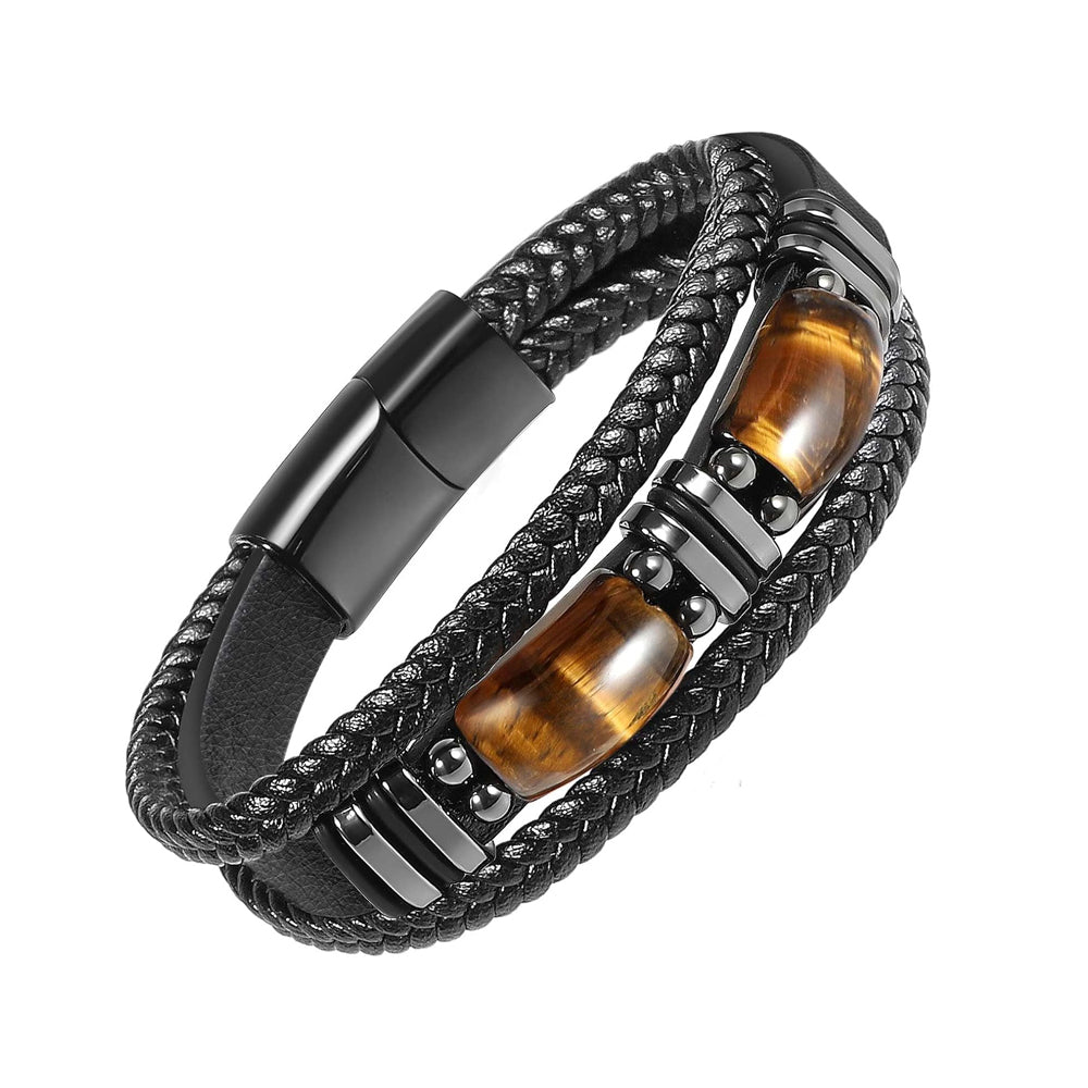 Tiger Eye Bracelet | Handmade Leather Braided Healing Bracelet