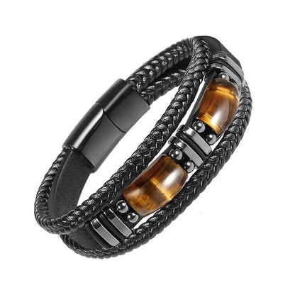 Tiger Eye Bracelet | Handmade Leather Braided Healing Bracelet