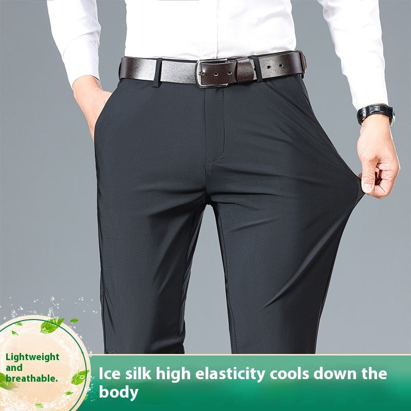 Men's Ice Silk Casual Pants - High Elastic Jinammonia Comfort